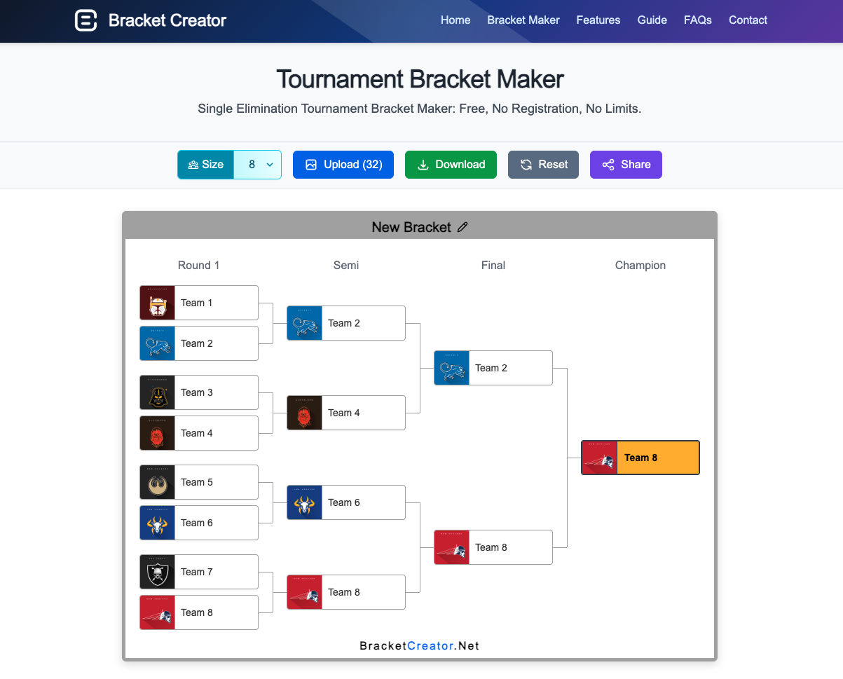 Printable Tournament Bracket Bracket Creator Printable Tournament Bracket Bracket Creator